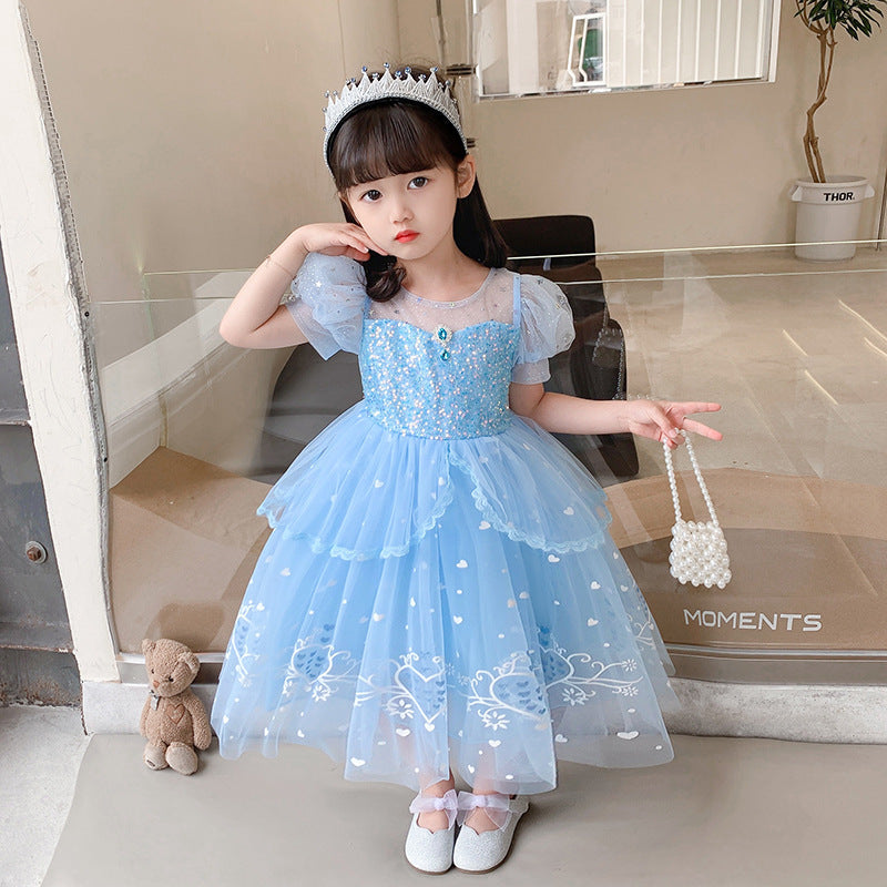 Frozen 2 Girl Princess Elsa Costume Dress With Cape For Birthday Holiday