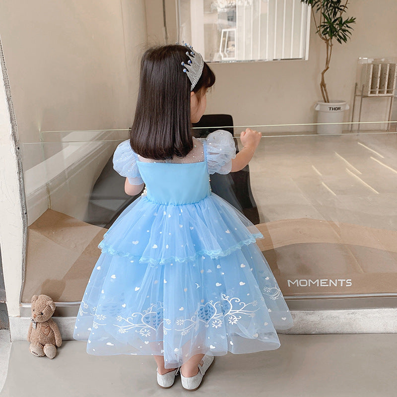 Frozen 2 Girl Princess Elsa Costume Dress With Cape For Birthday Holiday