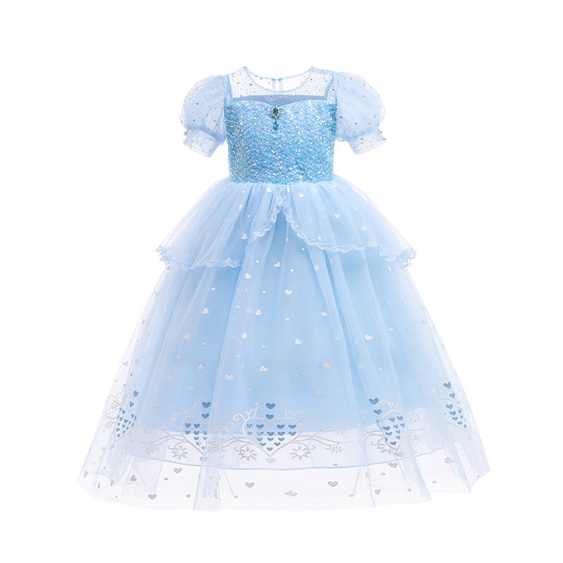 Frozen 2 Girl Princess Elsa Costume Dress With Cape For Birthday Holiday