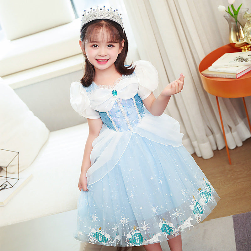 New Cinderella Princess Long Sleeve  Girl Dress Costume Dresses For Cosplay Party Holiday  Birthday Halloween