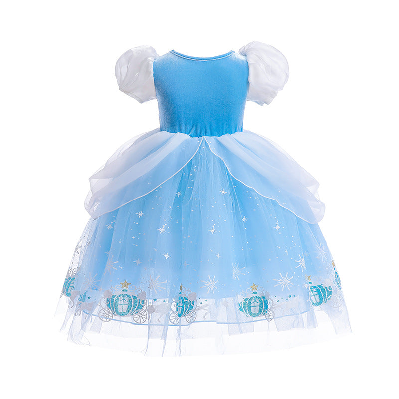 New Cinderella Princess Long Sleeve  Girl Dress Costume Dresses For Cosplay Party Holiday  Birthday Halloween