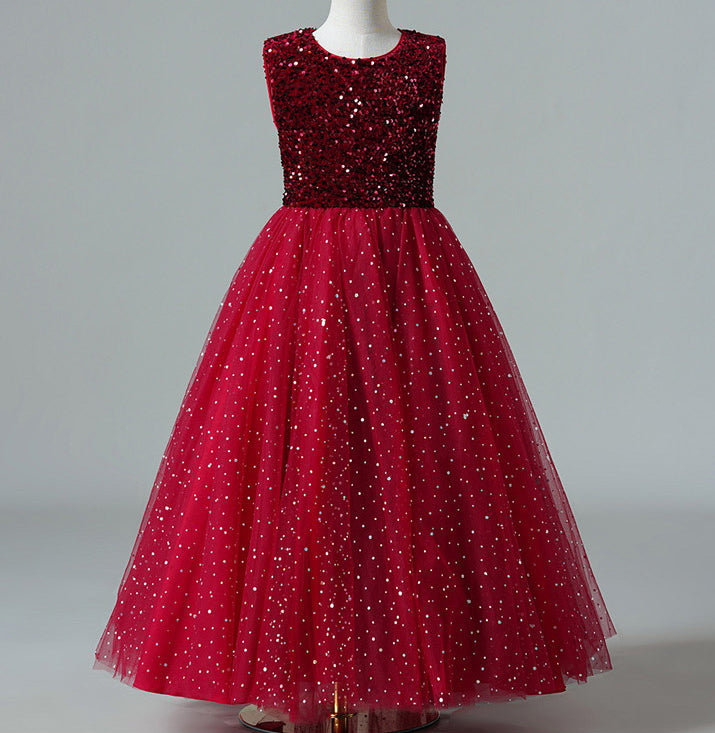 Flower Girl Dress Sequin Wedding Princess Birthday Party Holiday Costume
