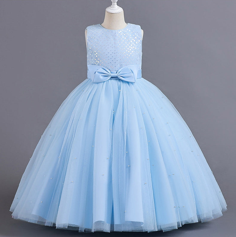 Flower Girl Dress Bow  Wedding Dress Princess Dress Sequins Birthday Costume Party Holiday