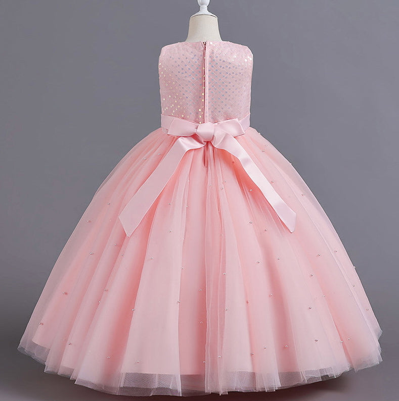 Flower Girl Dress Bow  Wedding Dress Princess Dress Sequins Birthday Costume Party Holiday