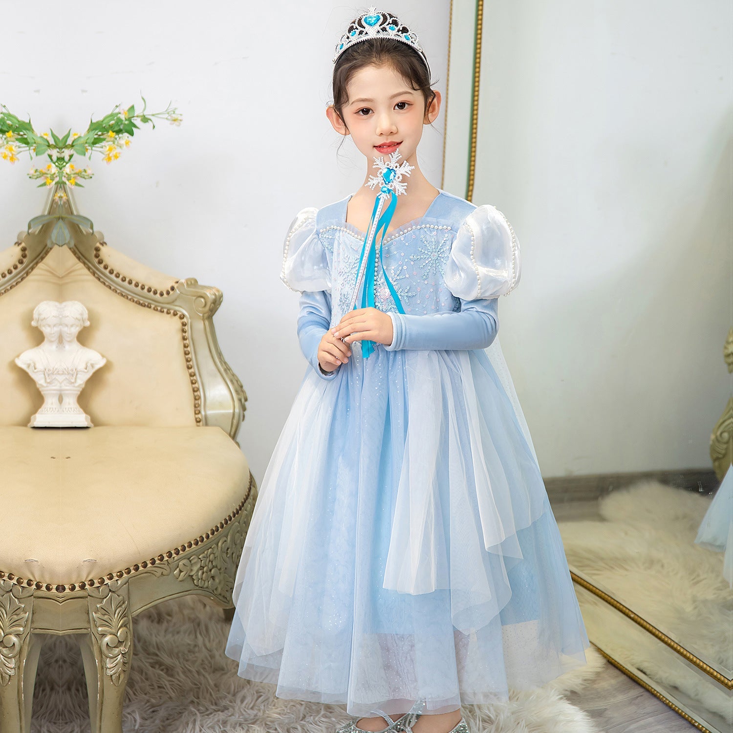 Frozen 2 Princess Elsa Girls Dress Costume Cosplay Party Holiday Halloween