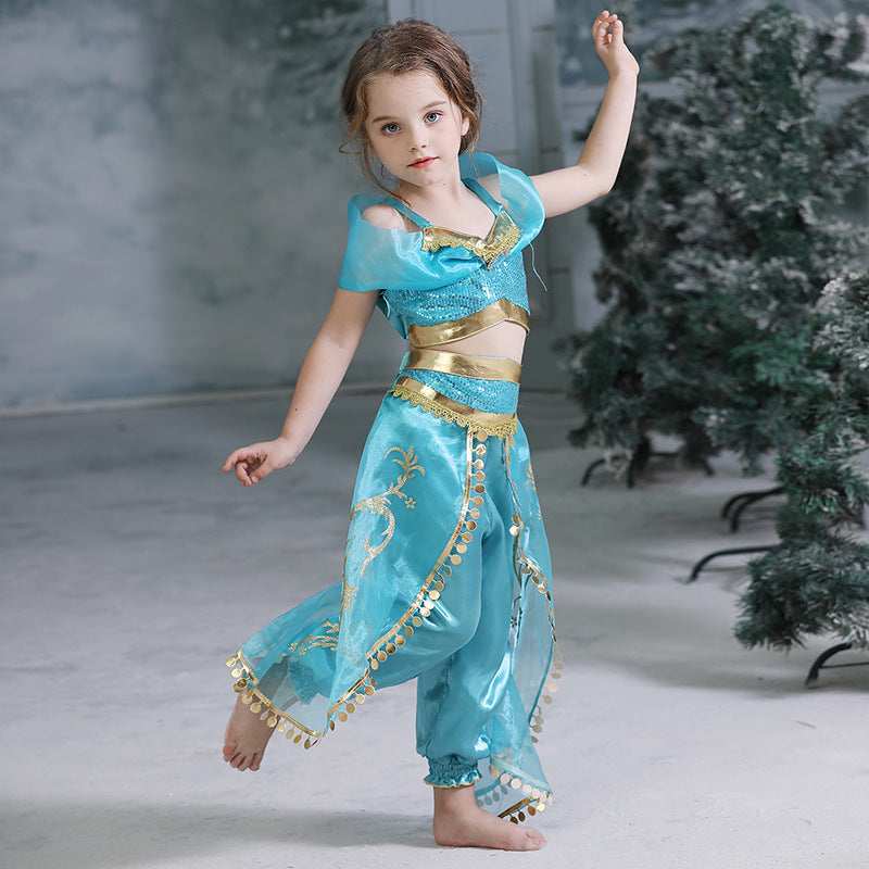 New Girls Costume Outfits Jasmine Princess Cosplay Party Holiday Halloween