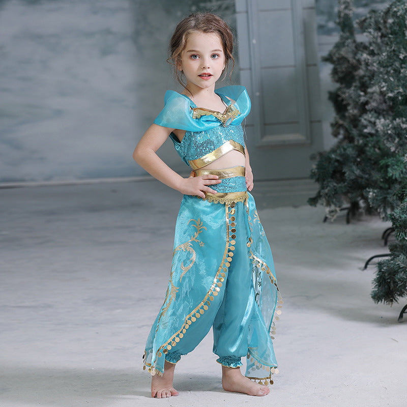 New Girls Costume Outfits Jasmine Princess Cosplay Party Holiday Halloween