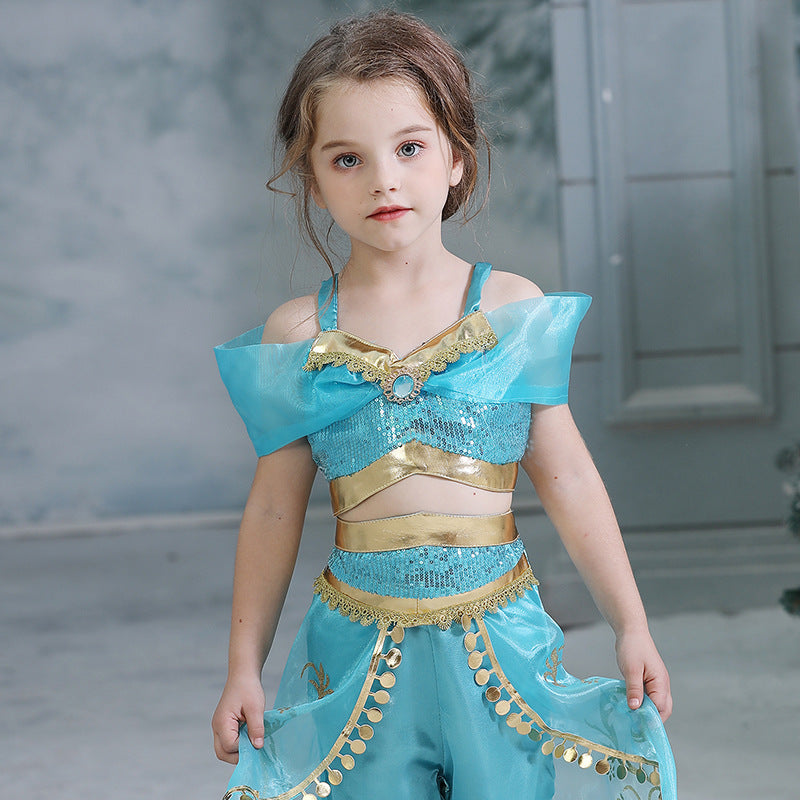 New Girls Costume Outfits Jasmine Princess Cosplay Party Holiday Halloween