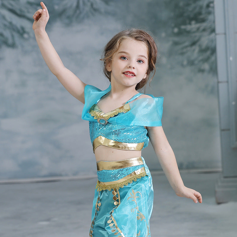 New Girls Costume Outfits Jasmine Princess Cosplay Party Holiday Halloween