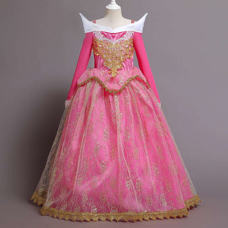 New Aurora Princess Girl Costume Dresses Cosplay Lace For Party Holiday