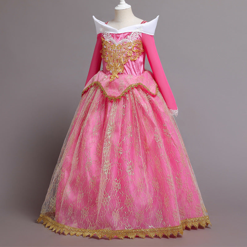 New Aurora Princess Girl Costume Dresses Cosplay Lace For Party Holiday