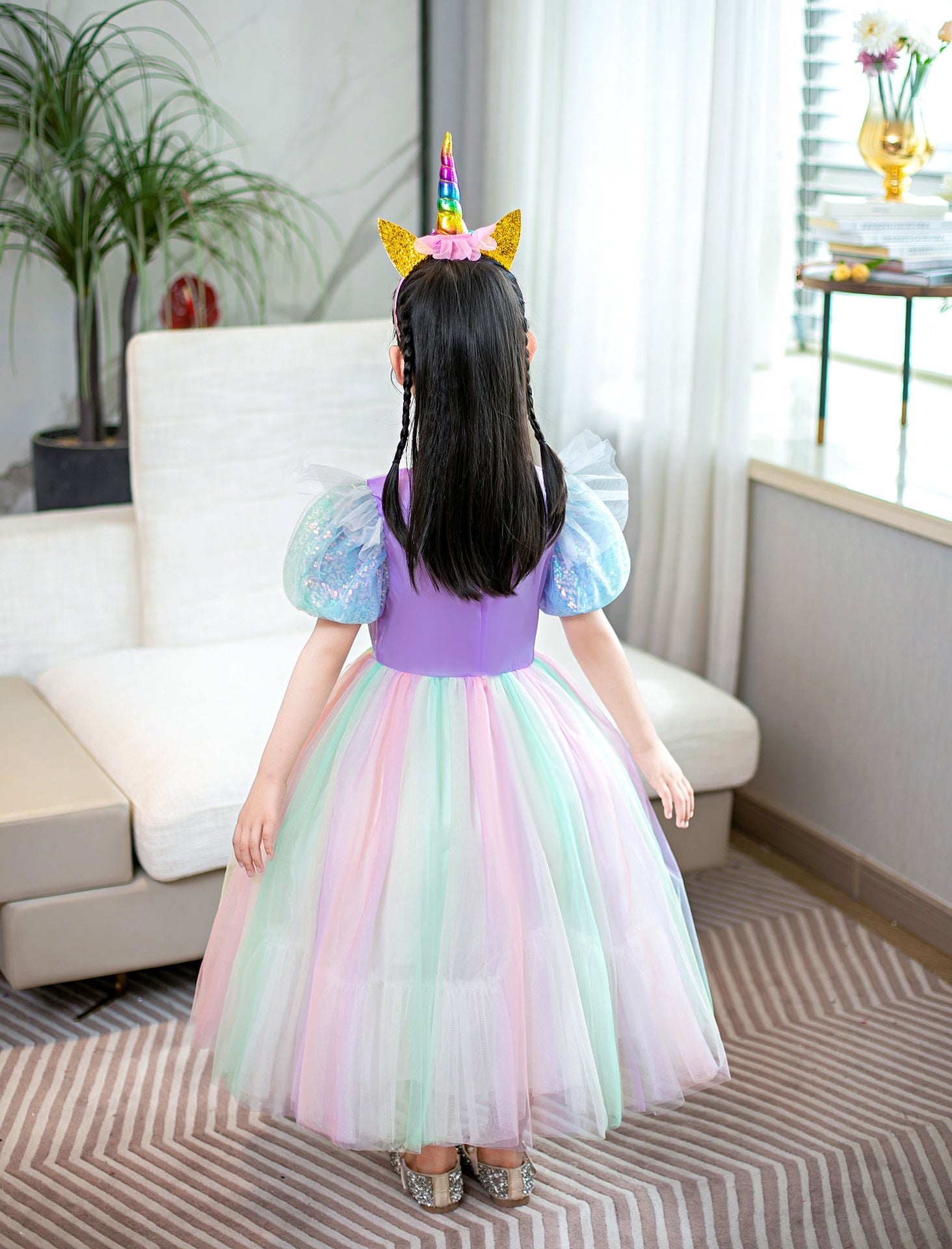 New Unicorn Toddler Kids Rainbow Princess Costume Dresses For Girls