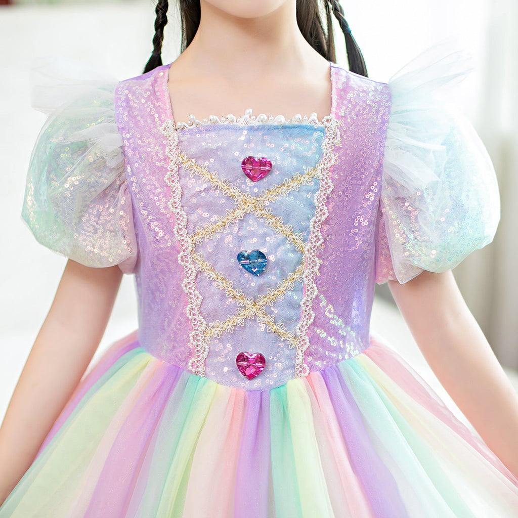 New Unicorn Toddler Kids Rainbow Princess Costume Dresses For Girls