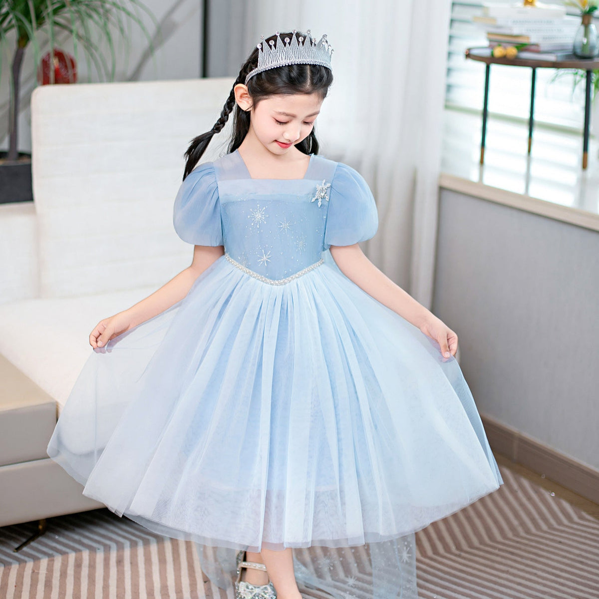 New Elsa Costume Girl Dress With Cape For Holiday Cosplay Halloween Party