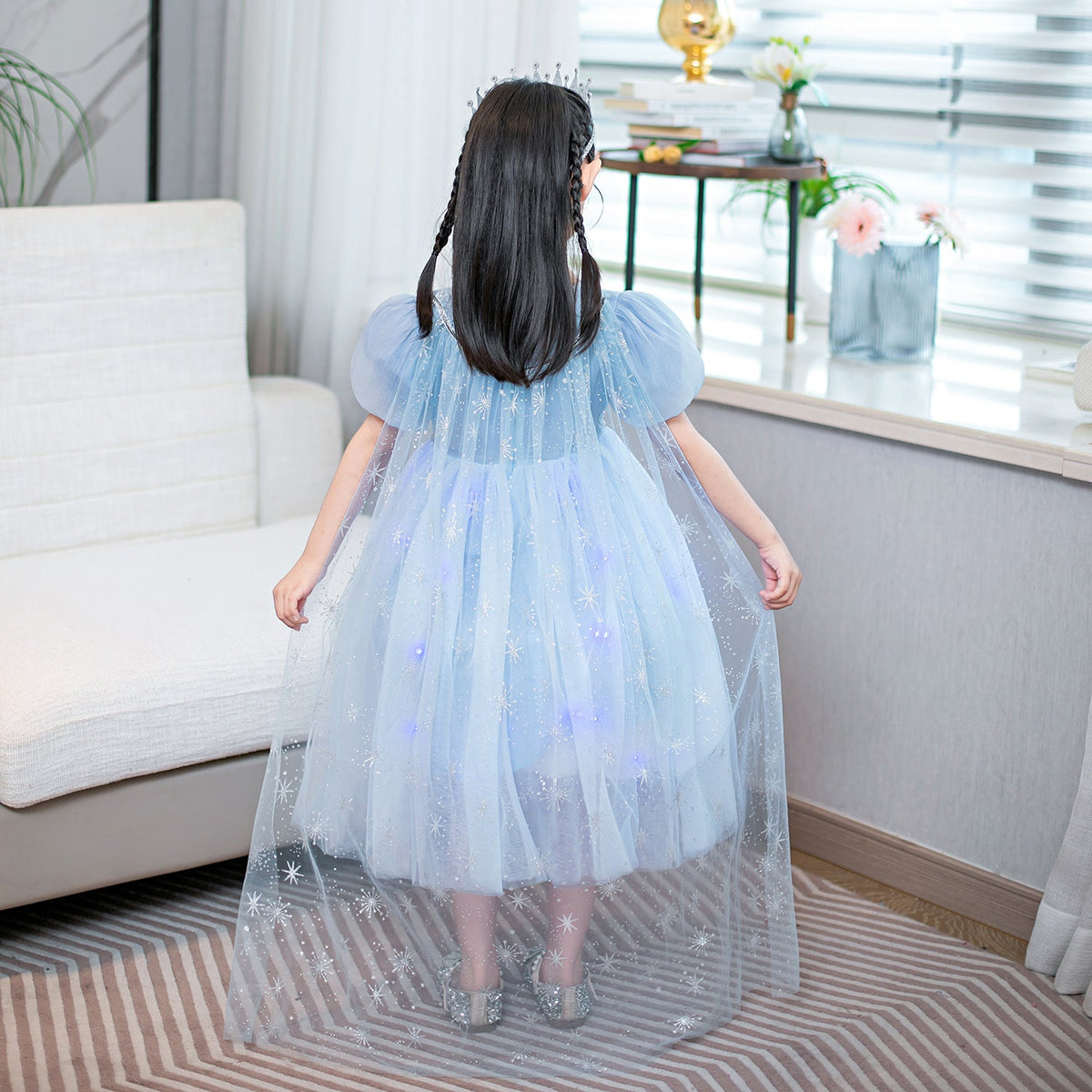 New Elsa Costume Girl Dress Pearl Cosplay Party Holiday Wedding Dress