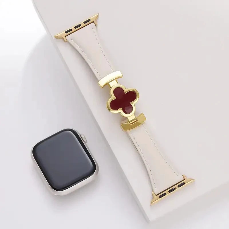 Lucky Flower Leather Strap For Apple Watch