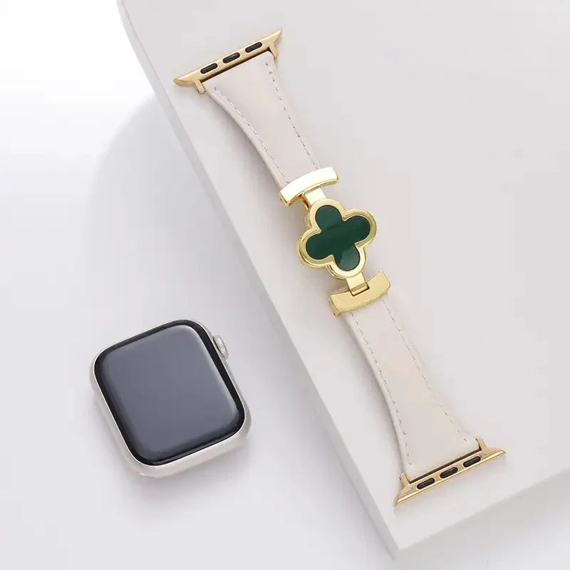 Lucky Flower Leather Strap For Apple Watch