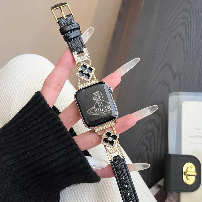 Elegant Floral Leather Band