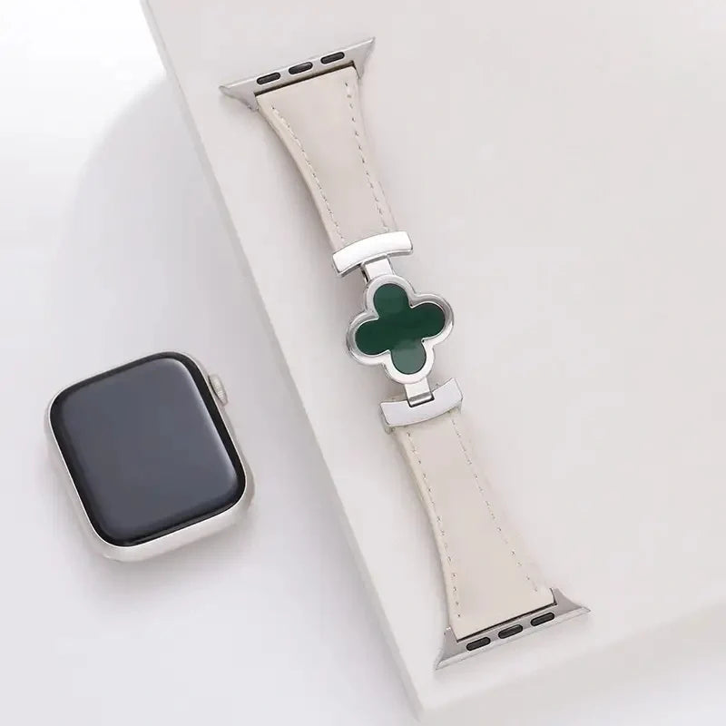 Lucky Flower Leather Strap For Apple Watch