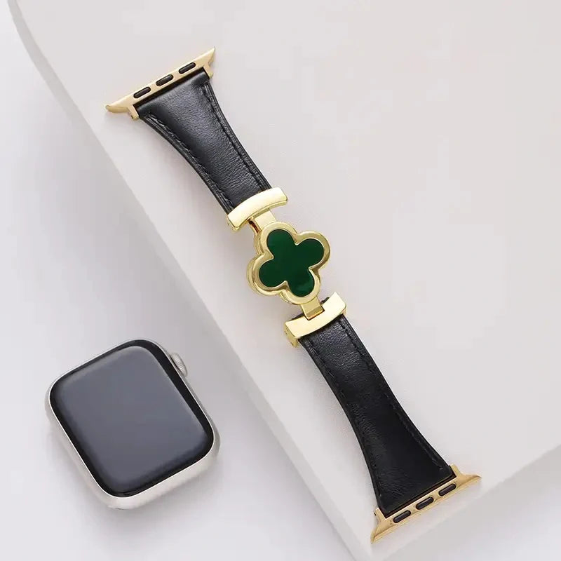 Lucky Flower Leather Strap For Apple Watch