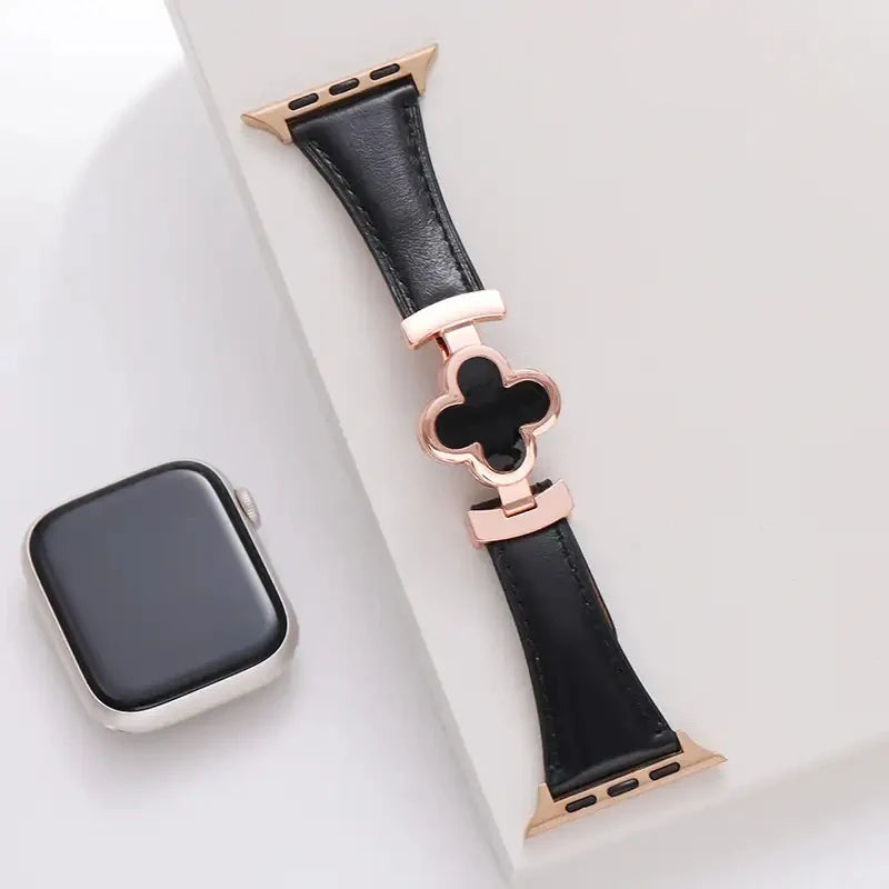 Lucky Flower Leather Strap For Apple Watch