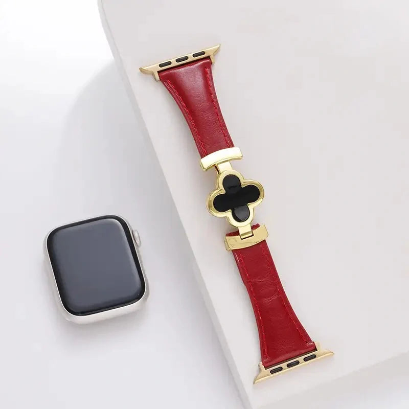 Lucky Flower Leather Strap For Apple Watch