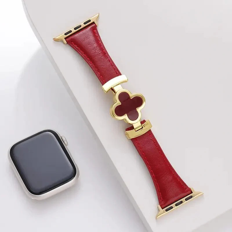 Lucky Flower Leather Strap For Apple Watch