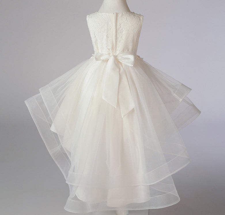Flower Girl Dress Lace Pearl Wedding Dress Princess Dress Trailing Birthday Costume Party Holiday
