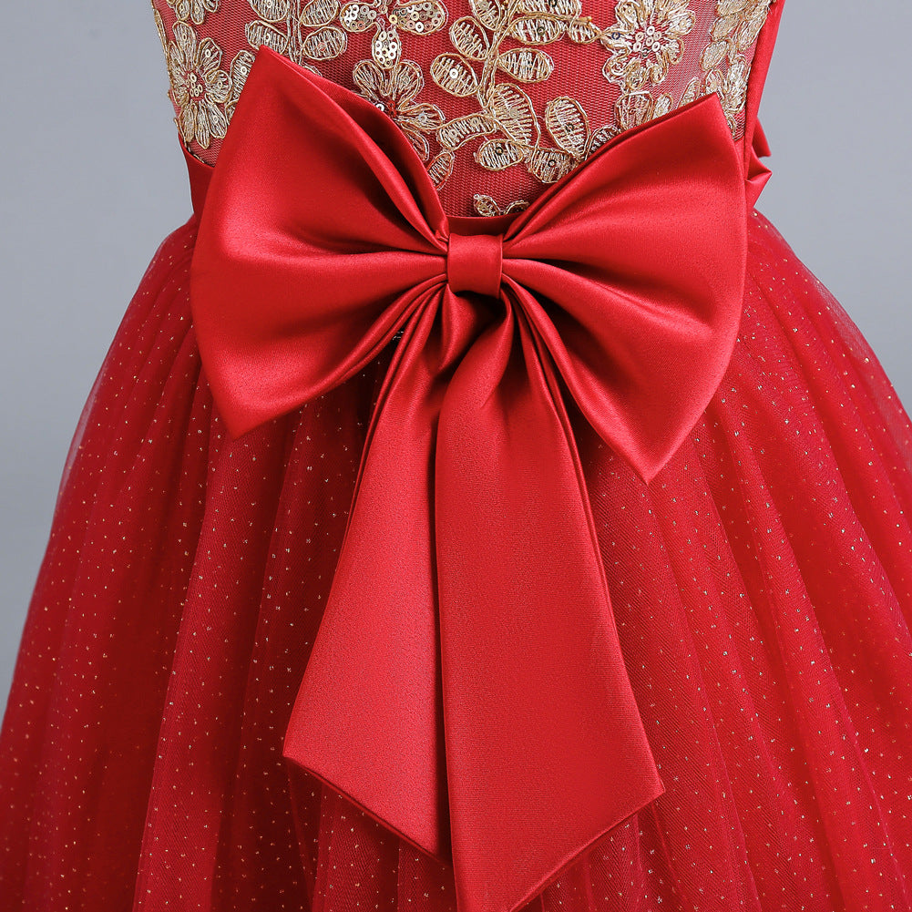 Flower Girl Dress Bow Princess Dress Birthday Costume Party Holiday Wedding