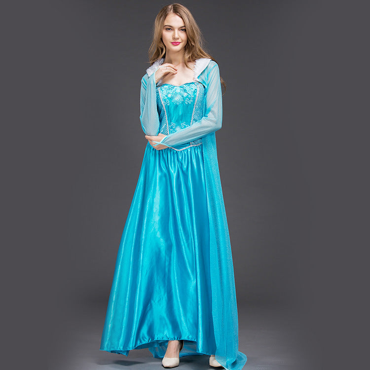 Frozen 2 Women Princess Dresses With Cape Sequins Halloween Elsa Costume Adult Cosplay