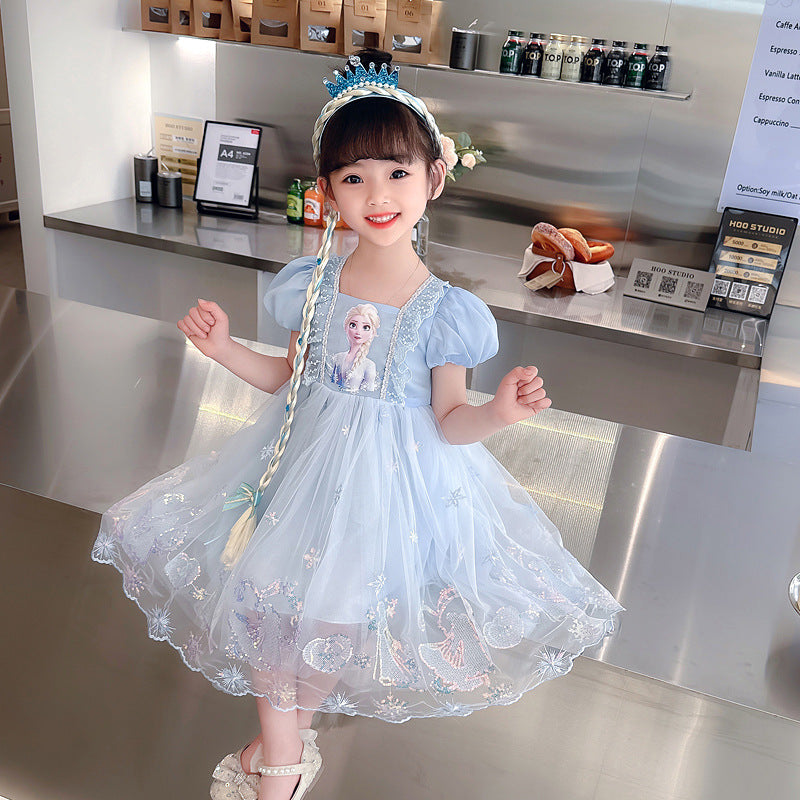 Elsa New Girl Dress Lace Puff Toddler Princess Costume For Casual Wear Party Holiday Birthday