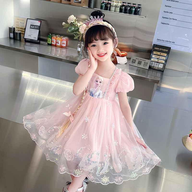 Elsa New Girl Dress Lace Puff Toddler Princess Costume For Casual Wear Party Holiday Birthday