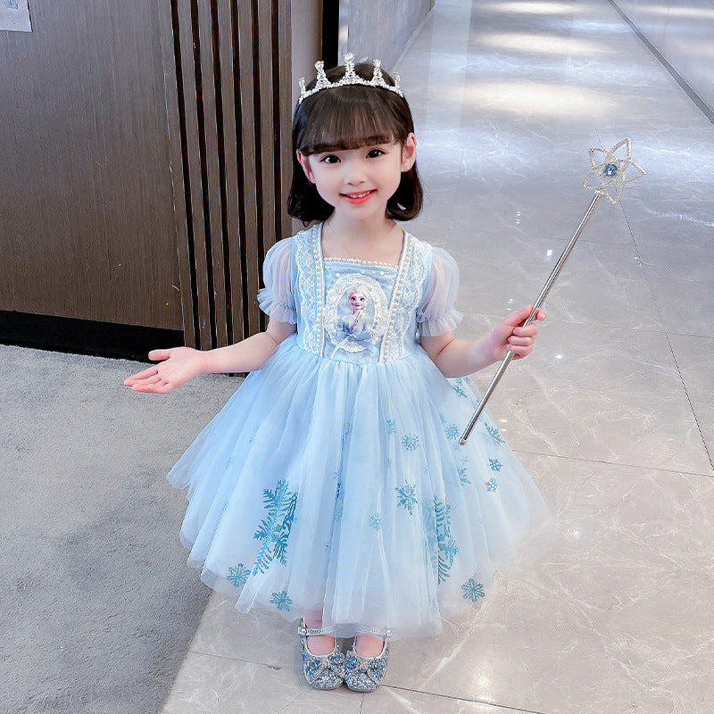 New Girl Dress Elsa Lace Puff Party Toddler Princess Costume For Casual Wear Holiday Birthday