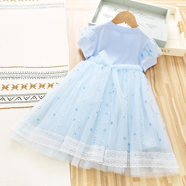 New Girl Dress Elsa Bow Lace Dress Toddler Princess Costume For Casual Wear Holiday Birthday Party