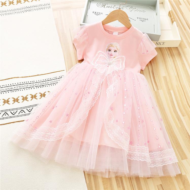 New Girl Dress Elsa Bow Lace Dress Toddler Princess Costume For Casual Wear Holiday Birthday Party