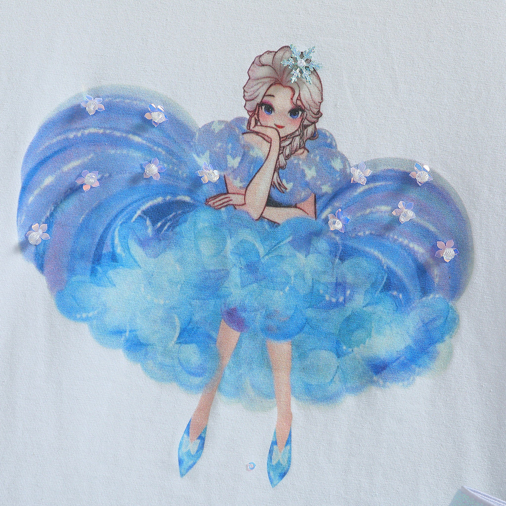 New Girl Dress Party Holiday Toddler Princess Costume Elsa For Casual Wear Birthday T-Shirt And Skirt