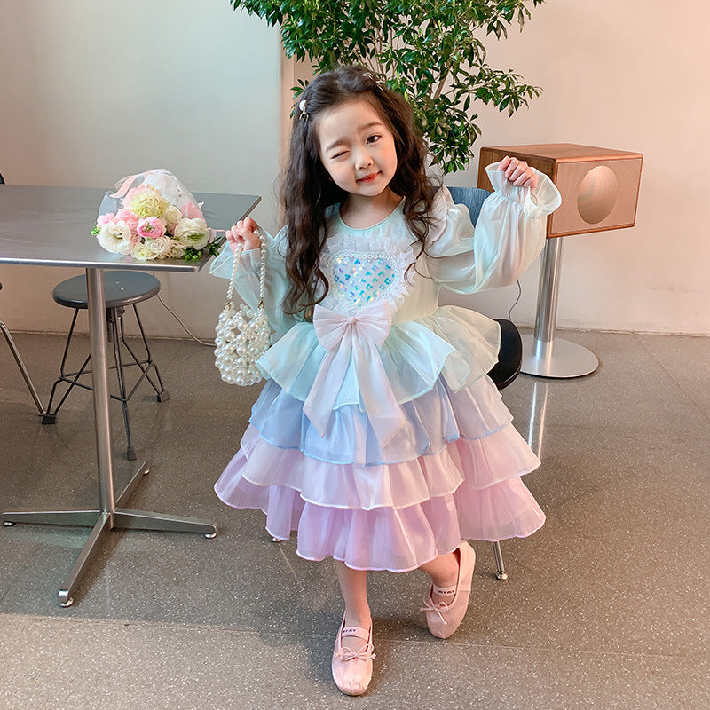 New Girl Dress Rainbow Toddler Princess Costume For Casual Wear Holiday Birthday Party
