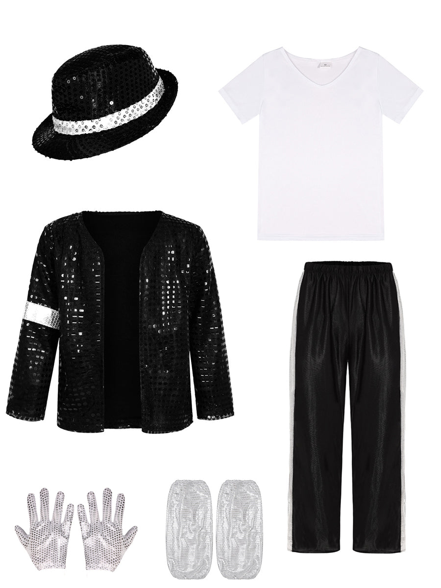 80s Adults Sequin Pop Star Performance Set