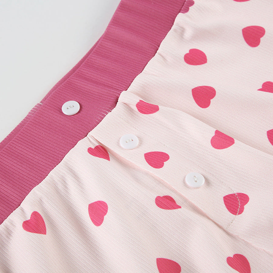 All My Love Heart Print Pajamas Set