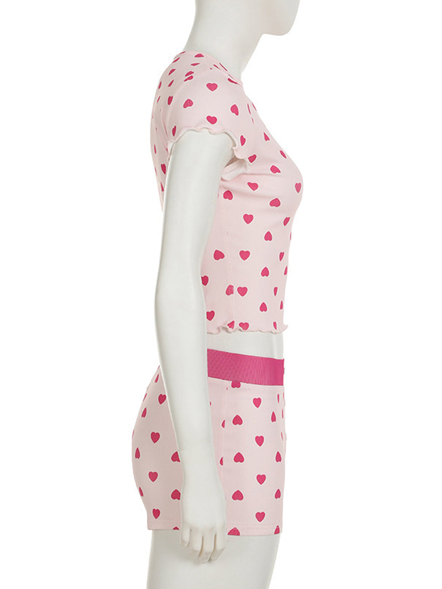 All My Love Heart Print Pajamas Set