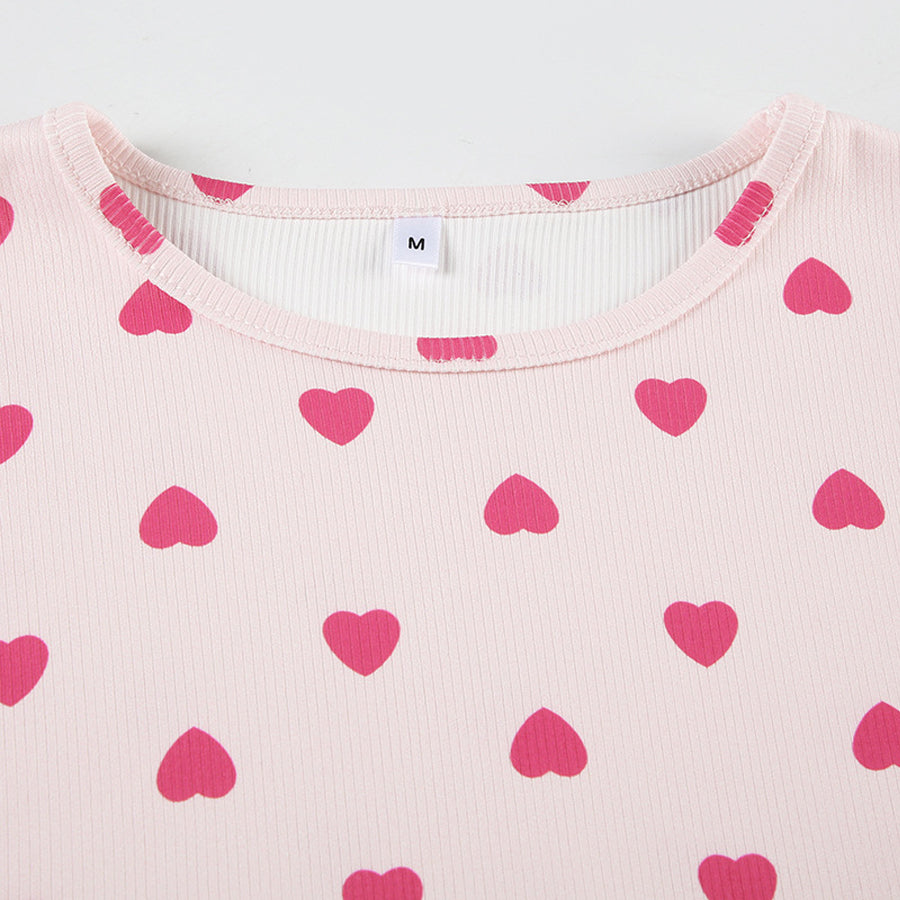 All My Love Heart Print Pajamas Set