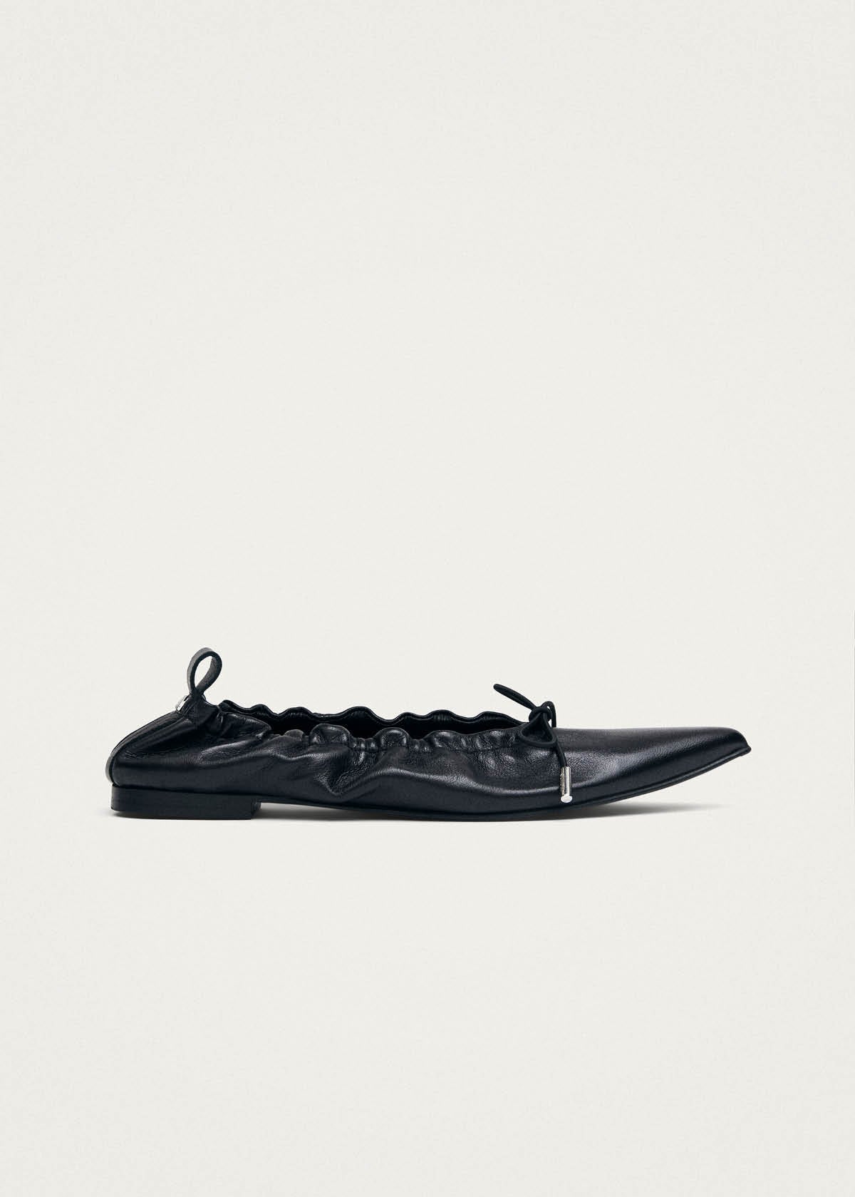 Arden Black Leather Ballet Flats