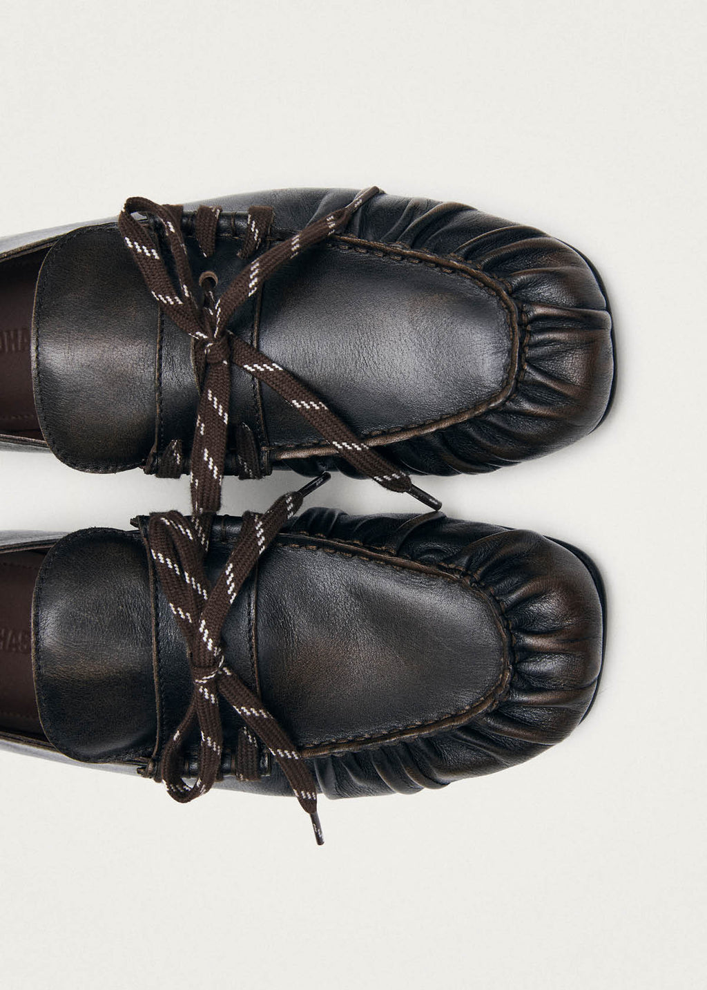 Aven Lace Vintage Effect Brown Leather Loafers