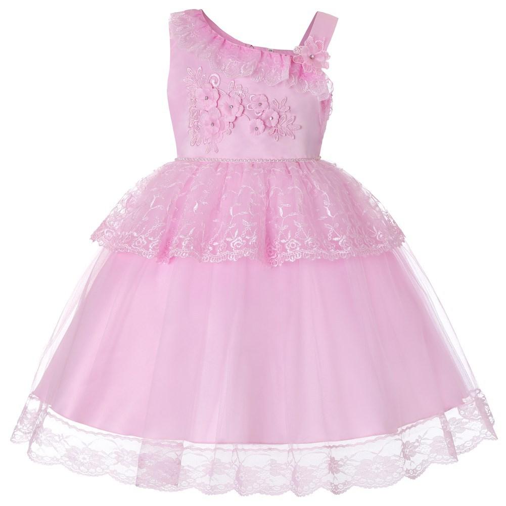 Flower Girl Dresses Lace Cute Princess Kids Formal Wedding Birthday Holiday Party