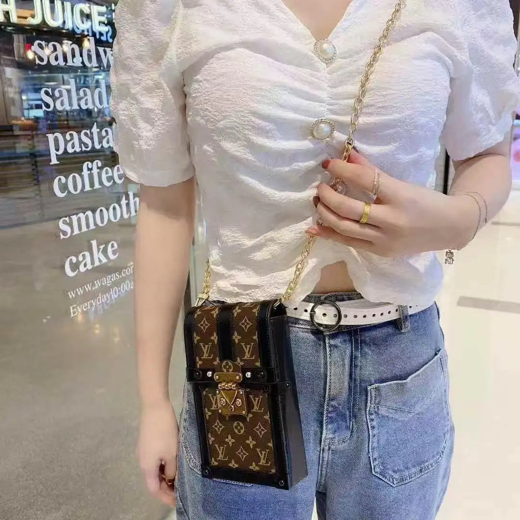 Vintage Printed Mini Trunk Style Shoulder Purse