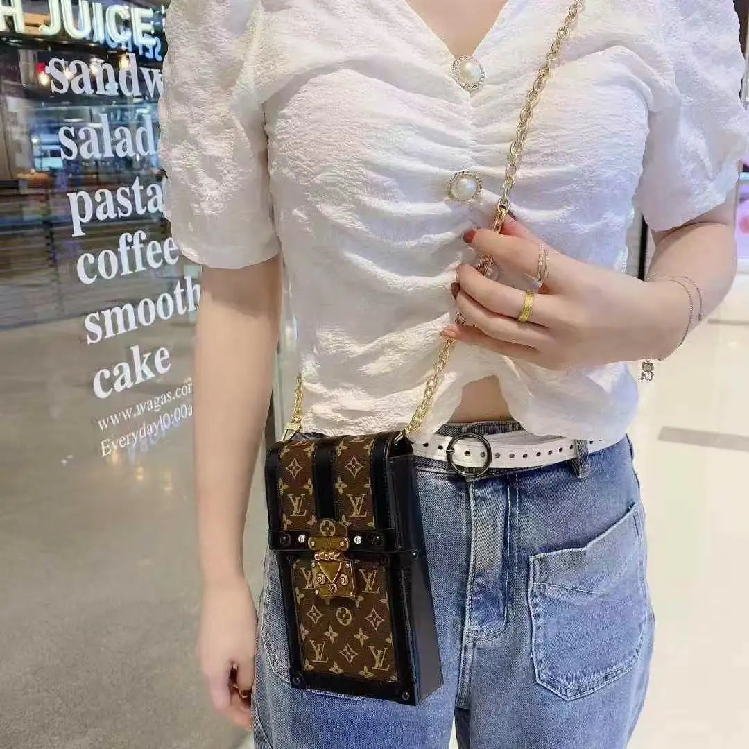 Vintage Printed Mini Trunk Style Shoulder Purse