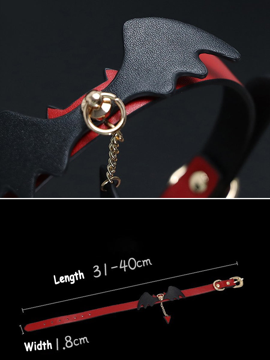 Faux Leather Bat Wing Choker Necklace