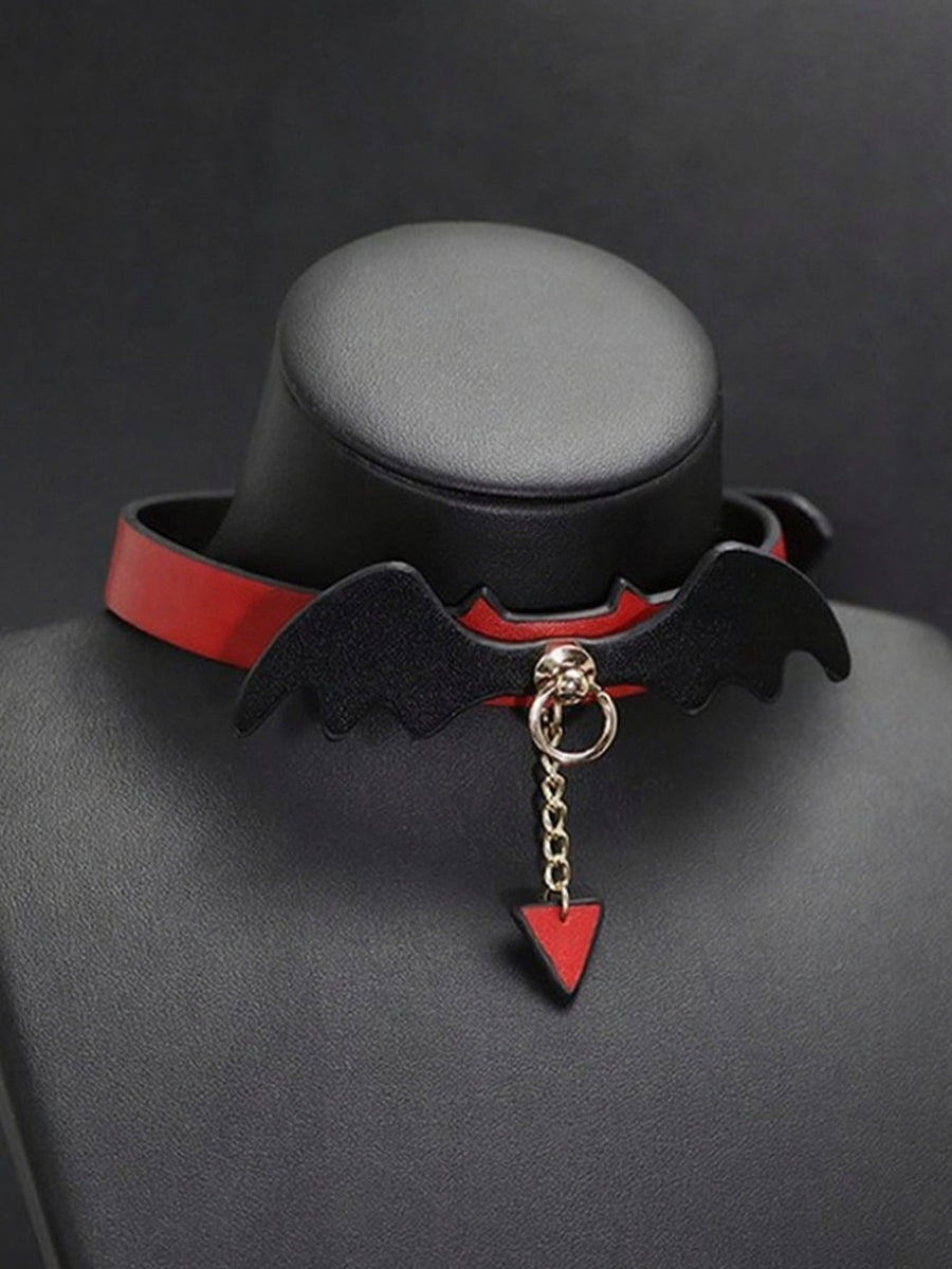 Faux Leather Bat Wing Choker Necklace