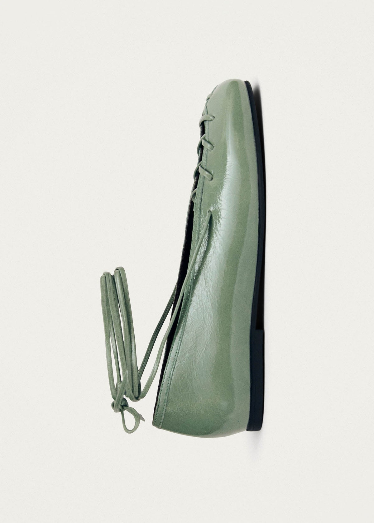 Bumi Onix Green Leather Ballet Flats