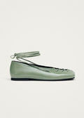 Bumi Onix Green Leather Ballet Flats